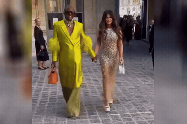 Kimberly Guilfoyle at Paris Haute Couture Week in July, whose secret diary — reportedly dubbed 'The Devil Wears MAGA' — has Trump allies fearing she will expose private family conversations.