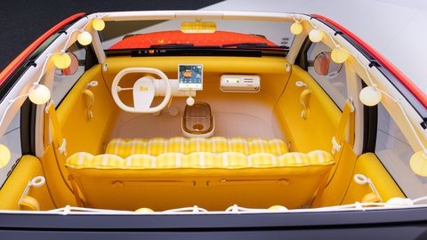 The Citroën 2CV concept, set to revive a nameplate absent from showrooms for 36 years, features bench seats removable for picnics.