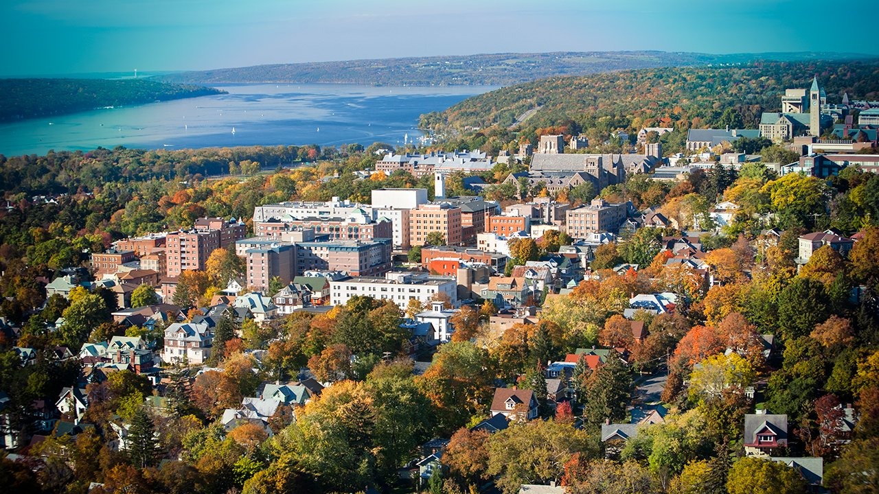 Cornell University's campus in Ithaca, New York. Cornell president Michael Kotlikoff has banned all fraternity parties and social gatherings at Interfraternity Council houses until the close of the 2026-27 academic year.