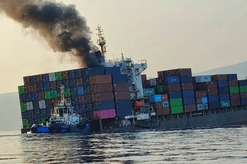 The GFS Pride listing and ablaze in the Strait of Hormuz, one of five Iranian attacks in 48 hours as Tehran seeks to drive US gasoline prices higher before November's midterms.