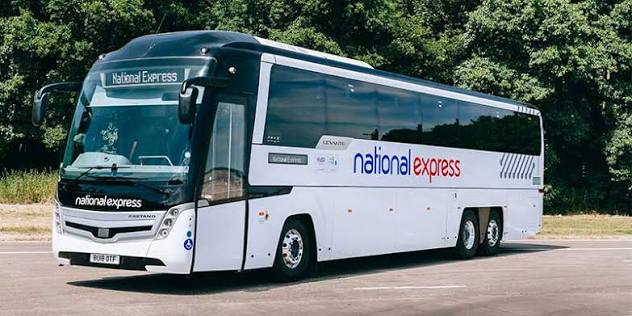 A National Express coach like those operated by Mobico, whose losses grew to £89.2m in the 15 months to March as more than £1bn of debt constrained its ability to reduce borrowings.