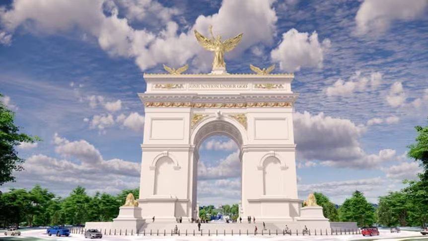 The proposed 250-foot arch would sever several of Washington's carefully planned symbolic sightlines connecting landmarks including the Washington Monument and the Lincoln and Jefferson memorials.