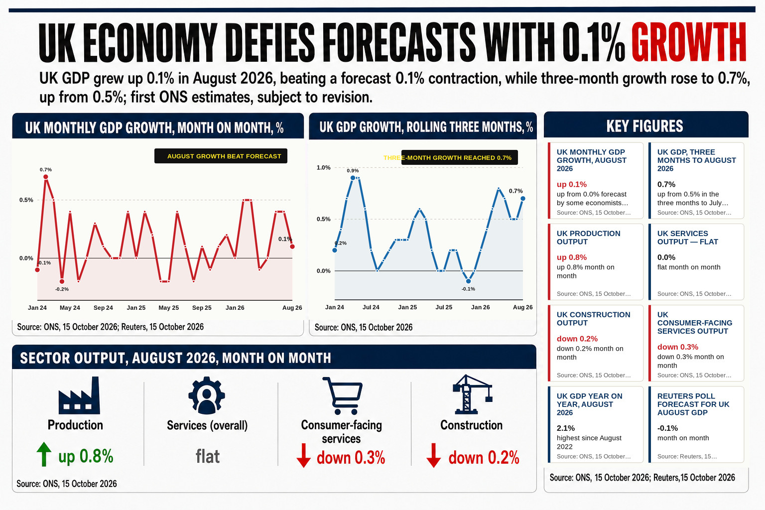 1% August growth figure, which came in below some forecasts but still exceeded the predictions of analysts who had expected a flat reading.