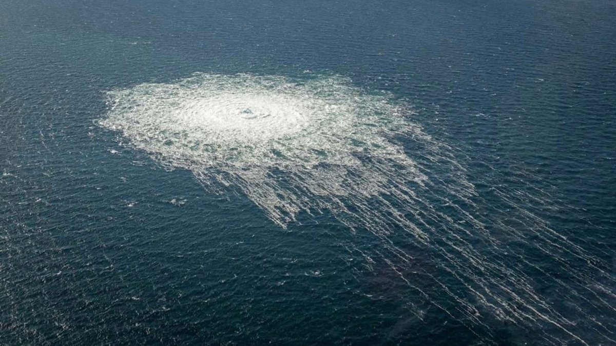 The Nord Stream pipelines under the Baltic Sea, wrecked by explosions in September 2022, with Serhii Kuznetsov accused of masterminding the attack using divers who planted up to 27kg of military explosives.
