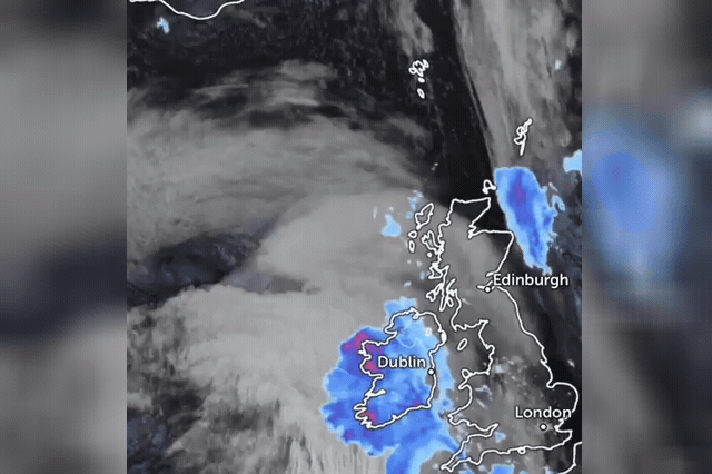 Rain falling across the entire United Kingdom as Storm Boelo bombs out over the North Atlantic, the storm that — combined with Austen — knocked out power to 838,700 UK properties over the weekend.