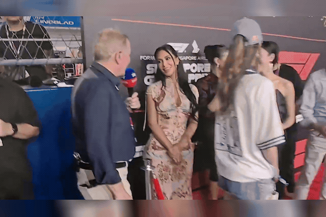 Kardashian told Brundle during the grid walk that Lewis Hamilton was 'very confident' ahead of the Singapore race.