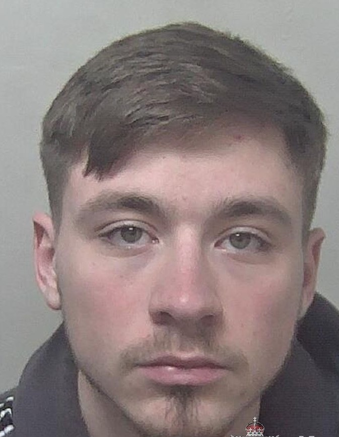 Tyla Wharmby, convicted of murder and causing grievous bodily harm with intent, pictured in a Kent Police custody photograph after investigators found he had hurt Hunter Hodges on a prior, separate occasion.