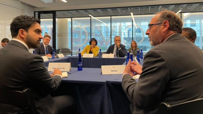 Tony Dyer (left), Green Party leader of Bristol City Council, with New York City Mayor Zohran Mamdani at the Urban20 Mayors Summit — Dyer's trip was funded by Bristol taxpayers just days after his council banned adverts…