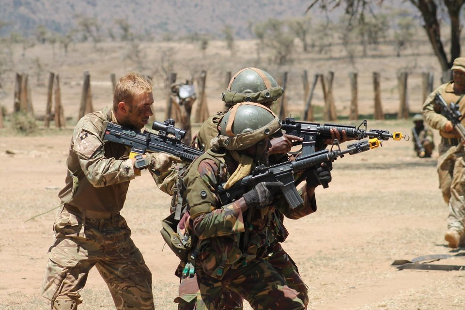 British soldiers from the 'Lions of England' regiment were stalked by a pack of hyenas while on patrol in Kenya