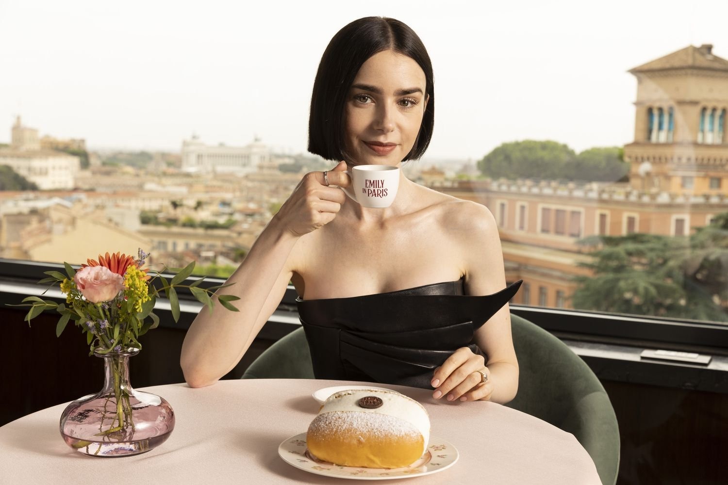 Lily Collins in Emily in Paris. The actor has revealed she burst into tears fearing her father Phil Collins would die from his alcoholism.