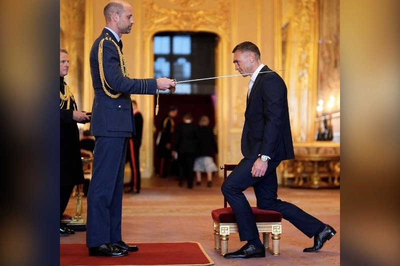 Sir Kevin Sinfield with Prince William, who raised more than £11 million for MND charity through seven endurance challenges inspired by his late Leeds Rhinos teammate Rob Burrow. Wait - let me recheck.
