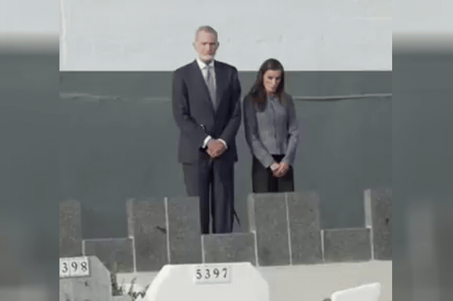 Spain's King Felipe and Queen Letizia at a Muslim cemetery in Ceuta, where the king called for 'good faith' from Morocco during his first visit to the territory following the migration crisis.