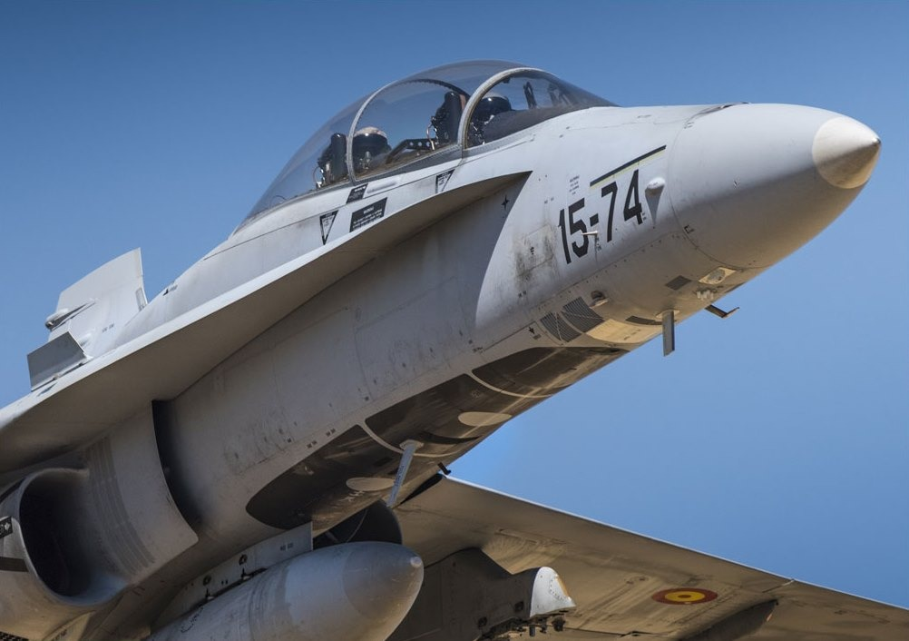 A Spanish Air Force F-18 like those scrambled twice in 48 hours after Romanian radar detected unidentified aerial targets near the Ukraine border amid Russia's massive overnight bombardment.