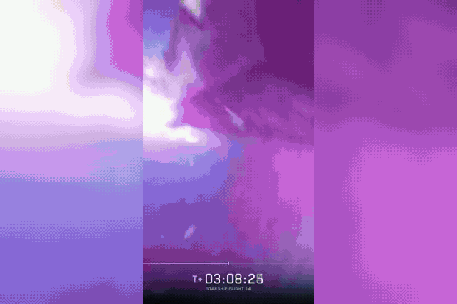 A fireball and smoke cloud mark the moment SpaceX's Starship broke apart over the Pacific, ending a three-hour mission cut short by an engine failure shortly after lift-off.