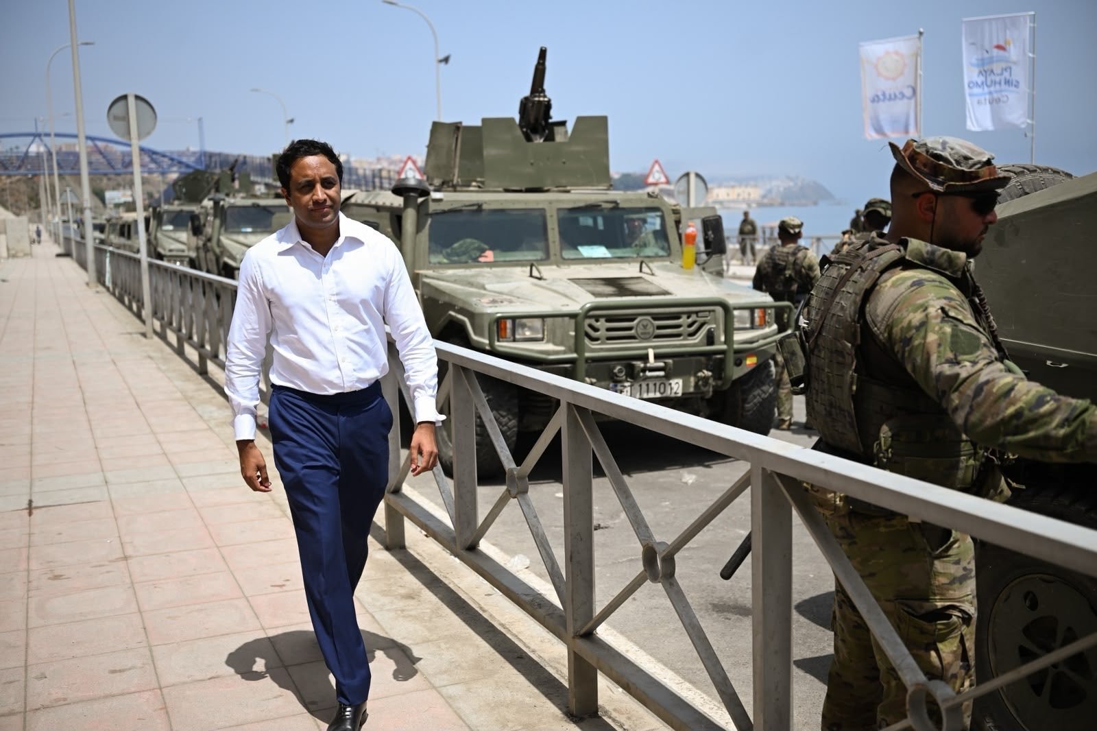 Zia Yusuf, pictured on an emergency visit to Ceuta, claimed his social media accounts generate "over 200 million organic views a month" as he hit back at coverage of the controversy.