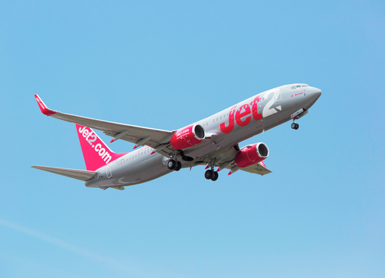 A Jet2 aircraft is pictured as the airline faces accusations of trapping passengers onboard without luggage, including a man needing cancer medication stored in his checked bag.