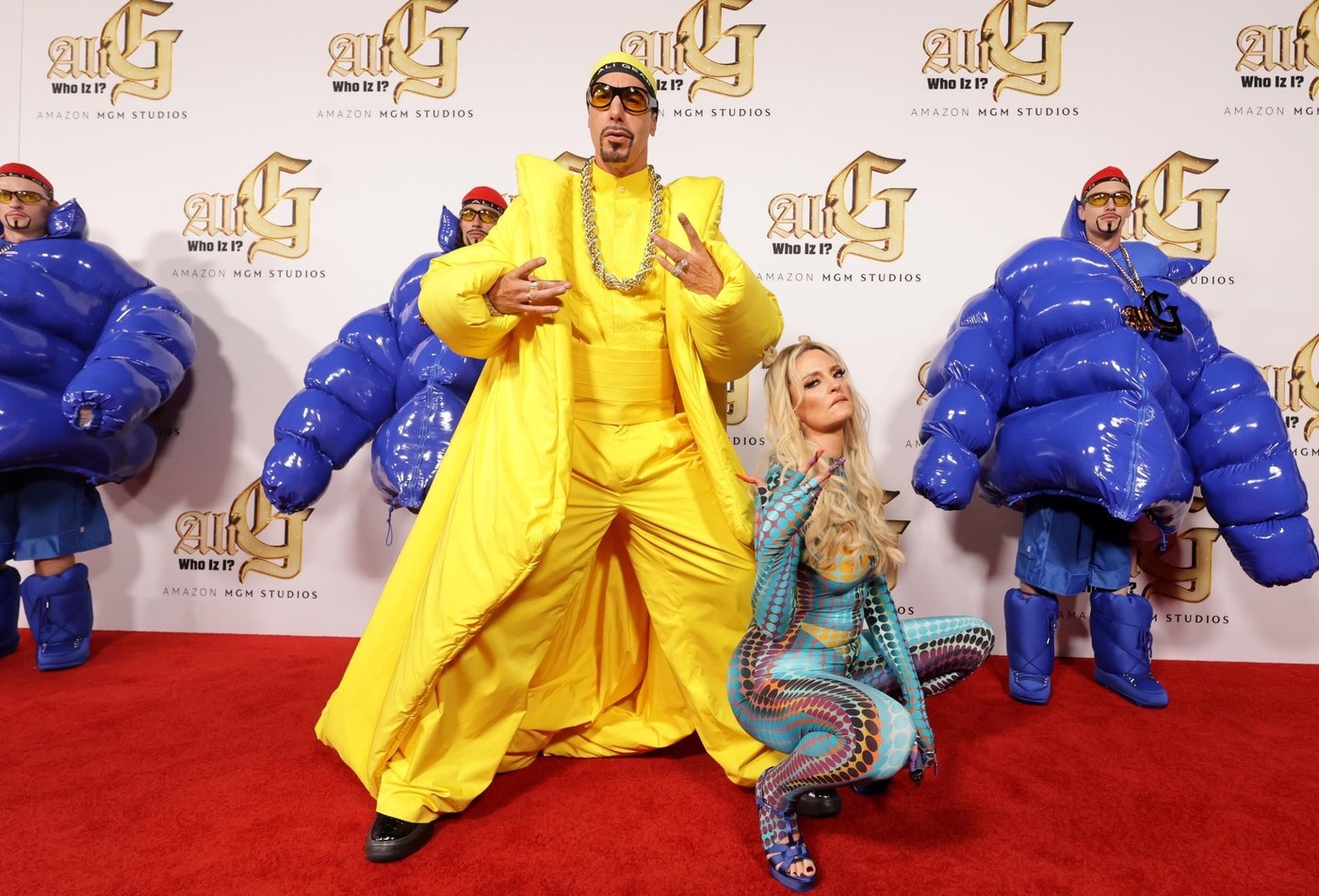 Sacha Baron Cohen and his companion at the premiere, as the comedian brings the beloved character back for *Ali G: Who Iz I?*