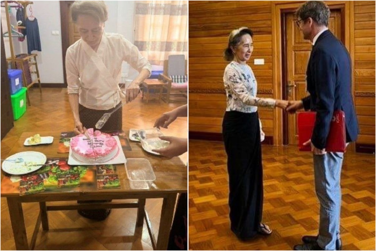 Myanmar junta releases rare photos of Aung San Suu Kyi receiving gardening books and a sealed letter from King Charles