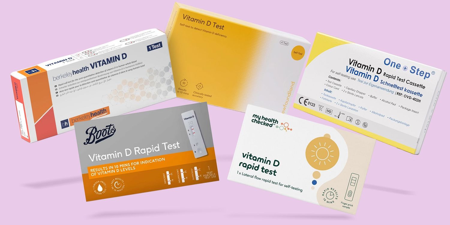 Five rapid finger-prick vitamin D test kits like those purchased by Which? for comparison against a CQC-registered lab test, with inaccurate readings potentially leading consumers to take unnecessary high-dose…