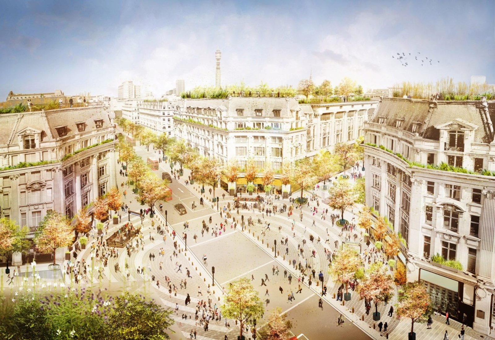 Oxford Street will be closed to all cars, buses, taxis and cyclists from October 26, covering one kilometre between Orchard Street and Great Portland Street.