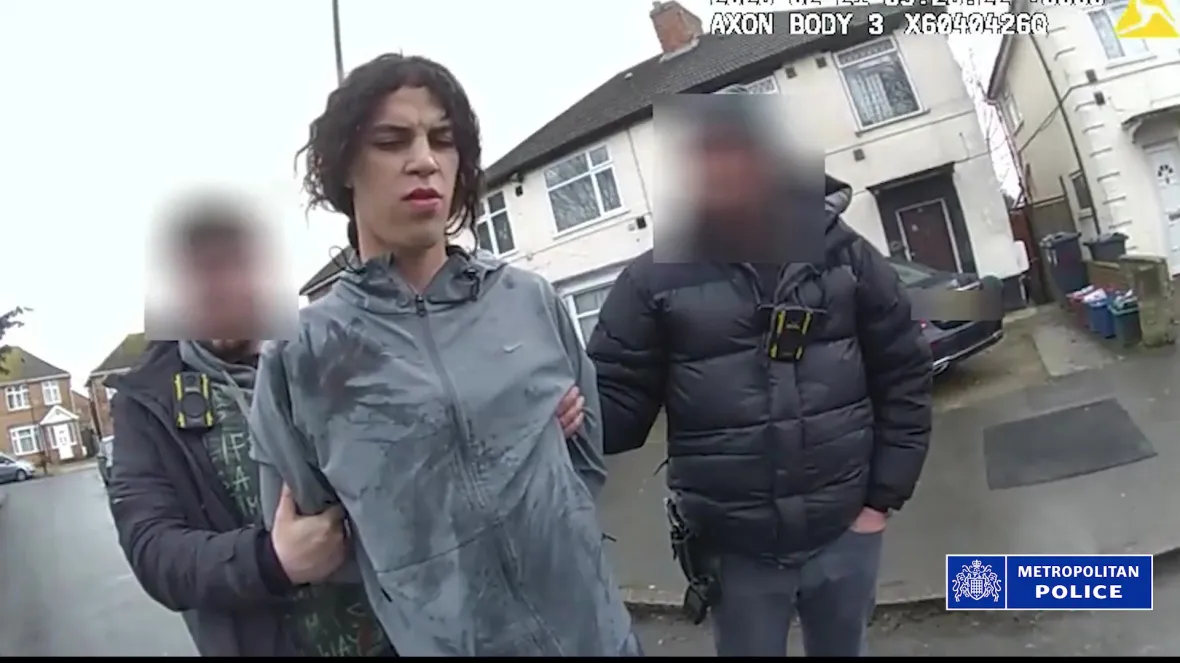 Zacariah Boulares being arrested. The 19-year-old warned victims "give me the watch or I'll chop your hand off" during armed robberies in Kensington Square Gardens and outside a Bayswater Waitrose.