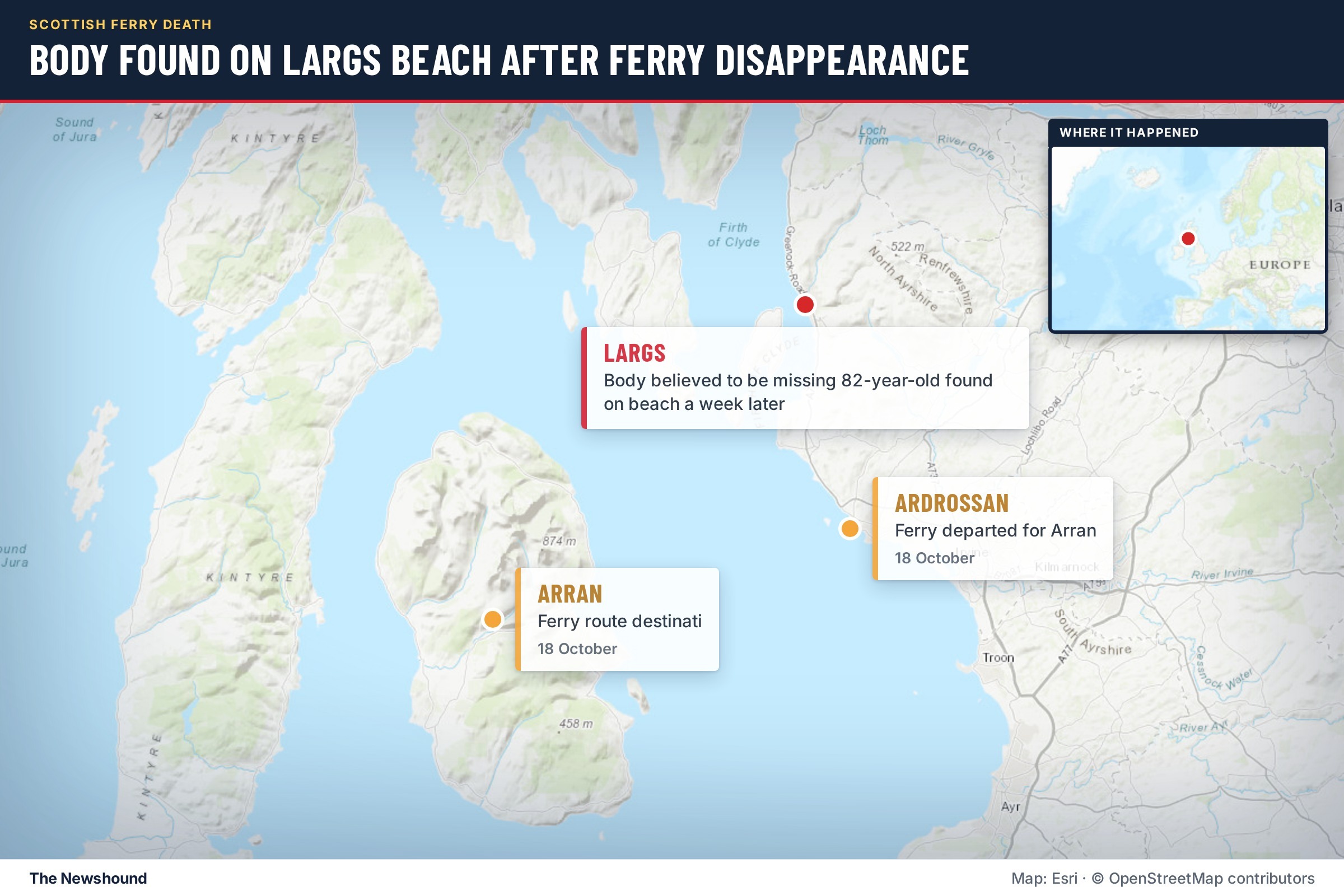 Largs beach, where a body was found that police believe may be that of the 82-year-old who disappeared after boarding a ferry to Arran a week earlier.