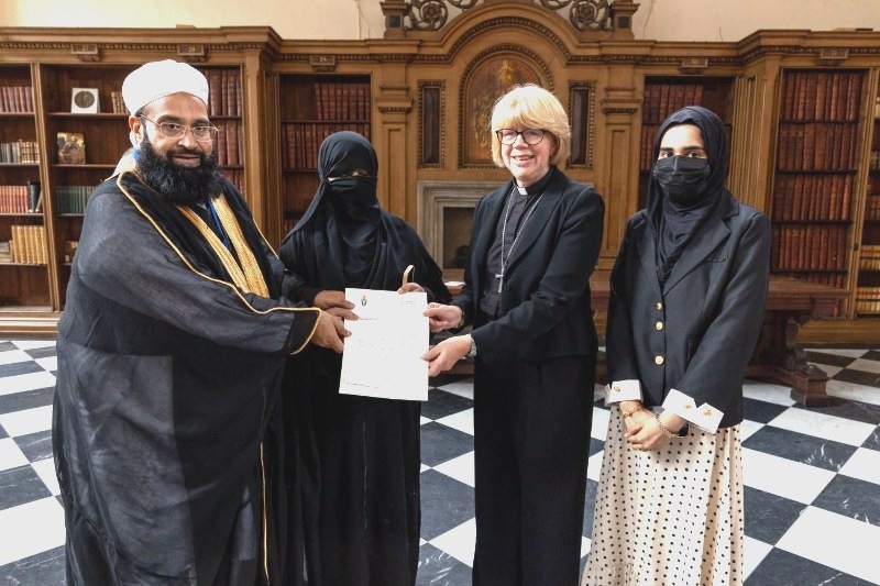 Tahir Ashrafi and the Most Rev Sarah Mullally, Bishop of London, at Lambeth Palace. Meloni's proposed ban covers only face-concealing garments, leaving the hijab — which does not obscure the face — outside the…