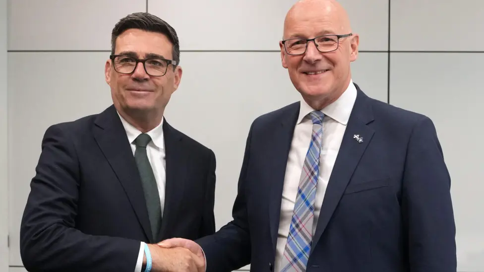 Andy Burnham and John Swinney meet as Swinney pushes a draft independence bill that Westminster is reportedly unwilling to support by transferring the necessary powers to Holyrood.
