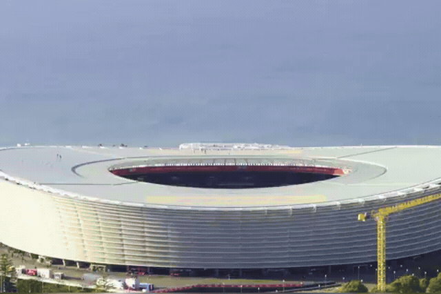 A New Zealand-liveried jet appeared to tip its tail toward the stadium before pulling sharply upward at the last second over the packed Cape Town crowd.