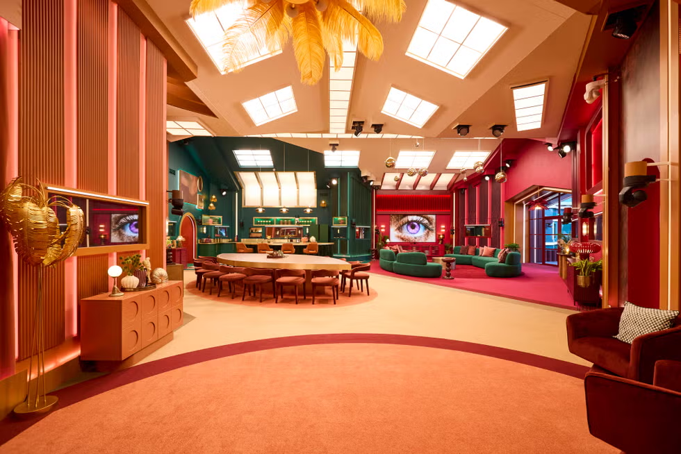 The interior of the Big Brother house, which was placed on lockdown after fans threw tennis balls over the compound walls, with security teams sweeping the site while housemates remained confined indoors.