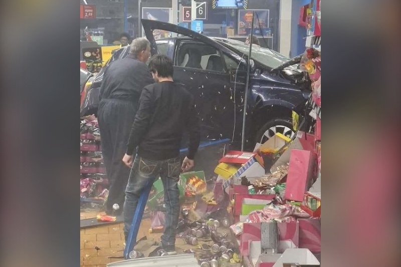 A car inside the Lidl store on Finchfield Hill, Wolverhampton, where a driver suffered a medical episode before ploughing into the supermarket, leaving eight people requiring treatment.