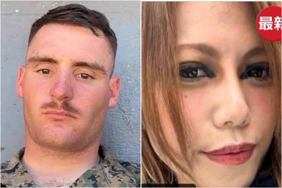 Lance Corporal Devin Jacob Ballard (left) and Anna Yagi. Ballard, 20, was arrested on suspicion of strangling Yagi, 39, at a Naha hotel before stealing her wallet and backpack.