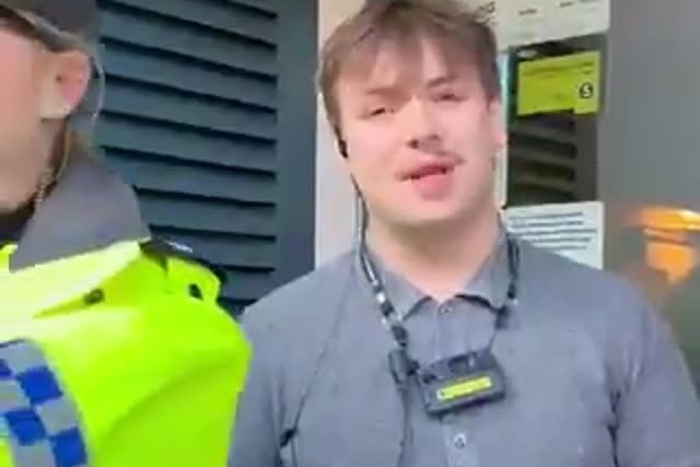 A Gosport Wetherspoons pub manager, filmed speaking to customers, explains the 'blanket' policy under which Pride flag badges would also be refused entry.