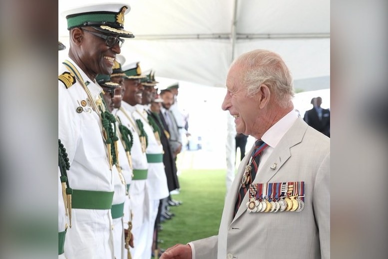 King Charles during a guard of honour inspection in Nassau, as Buckingham Palace declared the two-day Bahamas visit "a strong diplomatic success.