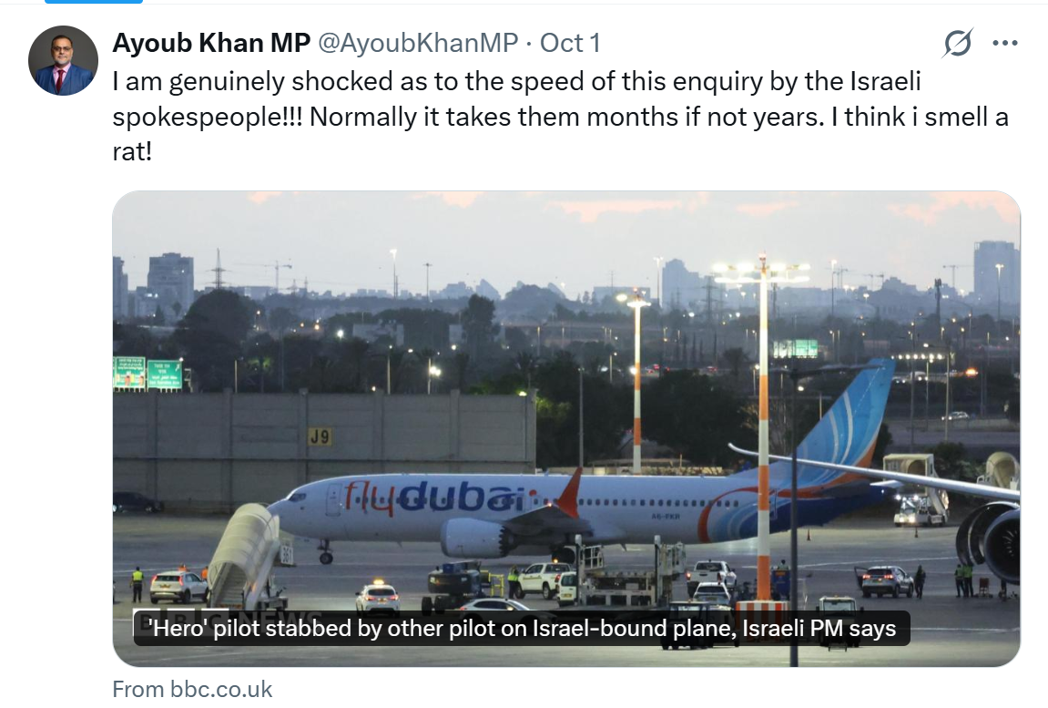 Birmingham Perry Barr MP Ayoub Khan sparked fury after suggesting the Flydubai terror attack was a false flag.