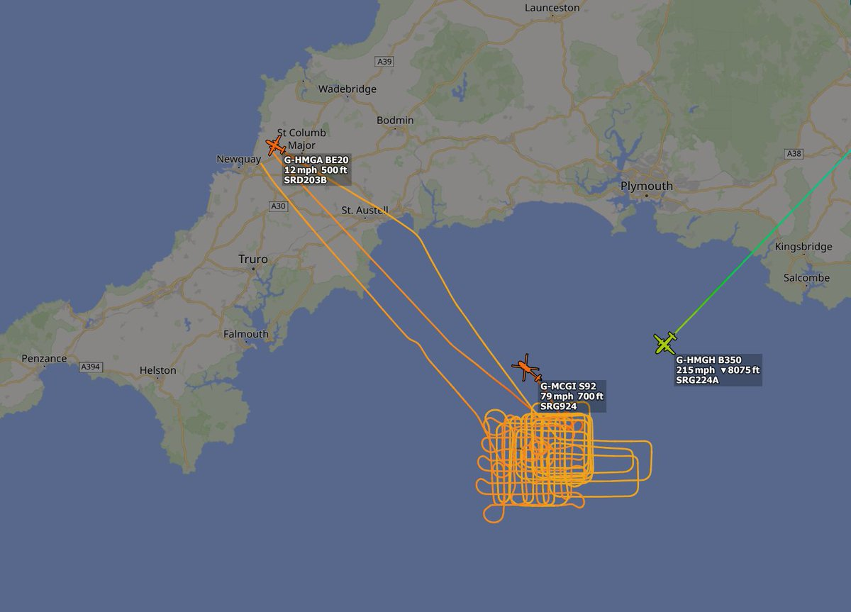 The Newquay-based R924 Coastguard helicopter is expected to refuel at Newquay Airport before returning to assist in the search.