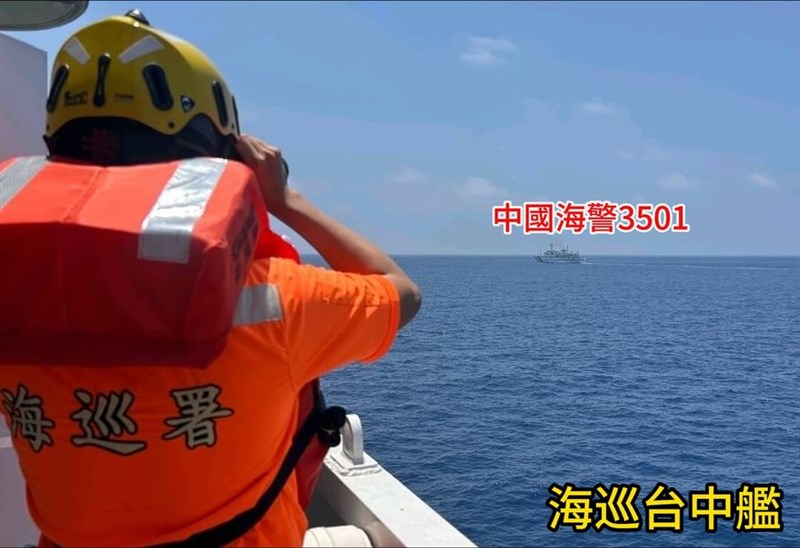 Taiwan warns of an 'obvious' threat after a vast armada of 50 Chinese vessels is spotted sweeping waters near the island