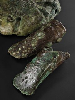 Three clay moulds from the Blyth Hoard, dated to approximately 1150–800BC, which may have been used to cast bronze fittings recovered from Mariusz Stepien's earlier Peebles Hoard find.