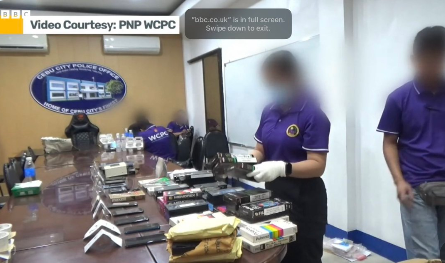 Philippine National Police officers examine seized devices at a Cebu City police facility. Thomas Markle Sr also faces a Philippine investigation after his son handed police a separate hoard of alleged abuse images.