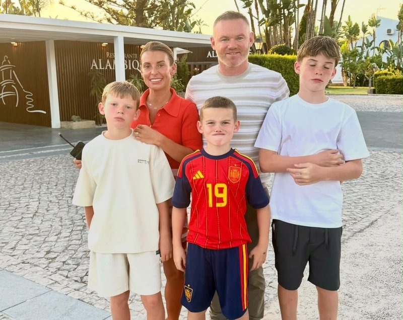 Coleen Rooney and Wayne Rooney with three of their sons. Wayne revealed Coleen pushed him into a nose job to fix his snoring after he broke it playing football.