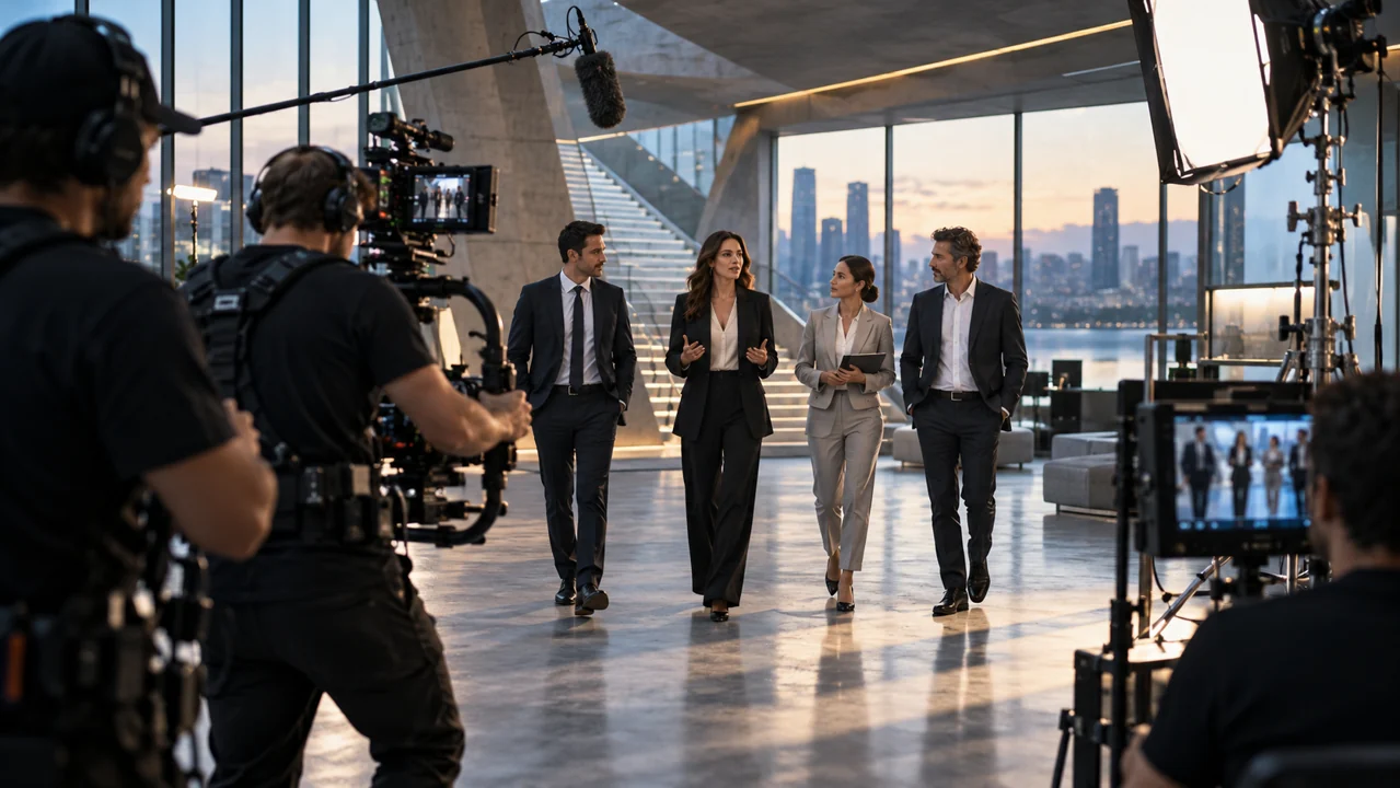 Modern ofiste bir ekip için gerçekleştirilen marka filmi çekimi