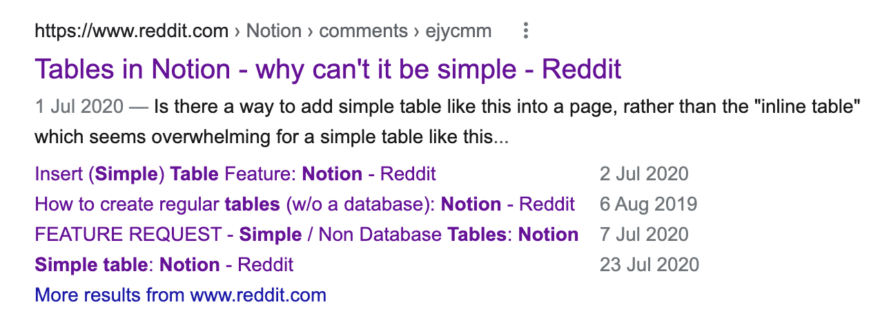 Why can't Notion have simple tables?