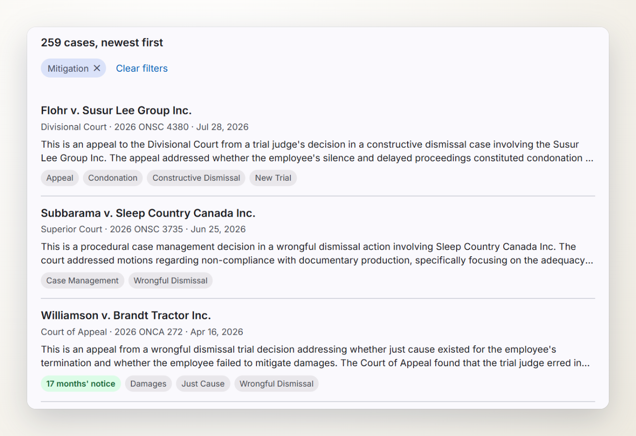 Court Cases results filtered by the keyword Mitigation: 259 decisions, newest first