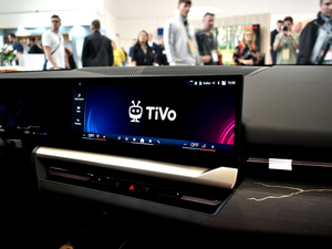 Modern car dashboard with tivo infotainment system display