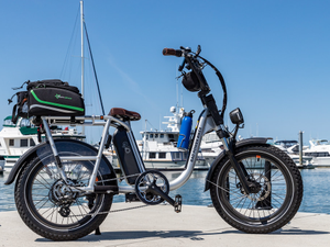 Everett, WA - USA 07-23-2021: Rad Power Bikes Electric Moped Style Bicycles At Port of Everett Dock