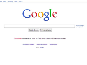 Google.com Tsunami Alert Notification - Screenshot