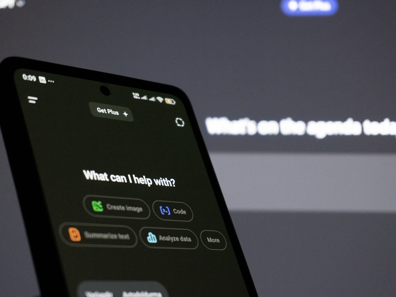 Smartphone screen displaying ai assistant interface.