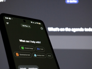 Smartphone screen displaying ai assistant interface.
