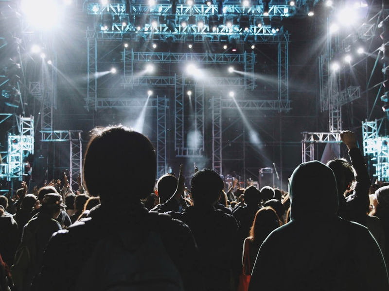 people watching concert during night time