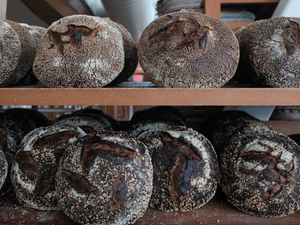 Recently ate breakfast at Tartine Manufactory in San Francisco, California. Sat right by these freshly baked loaves of bread.